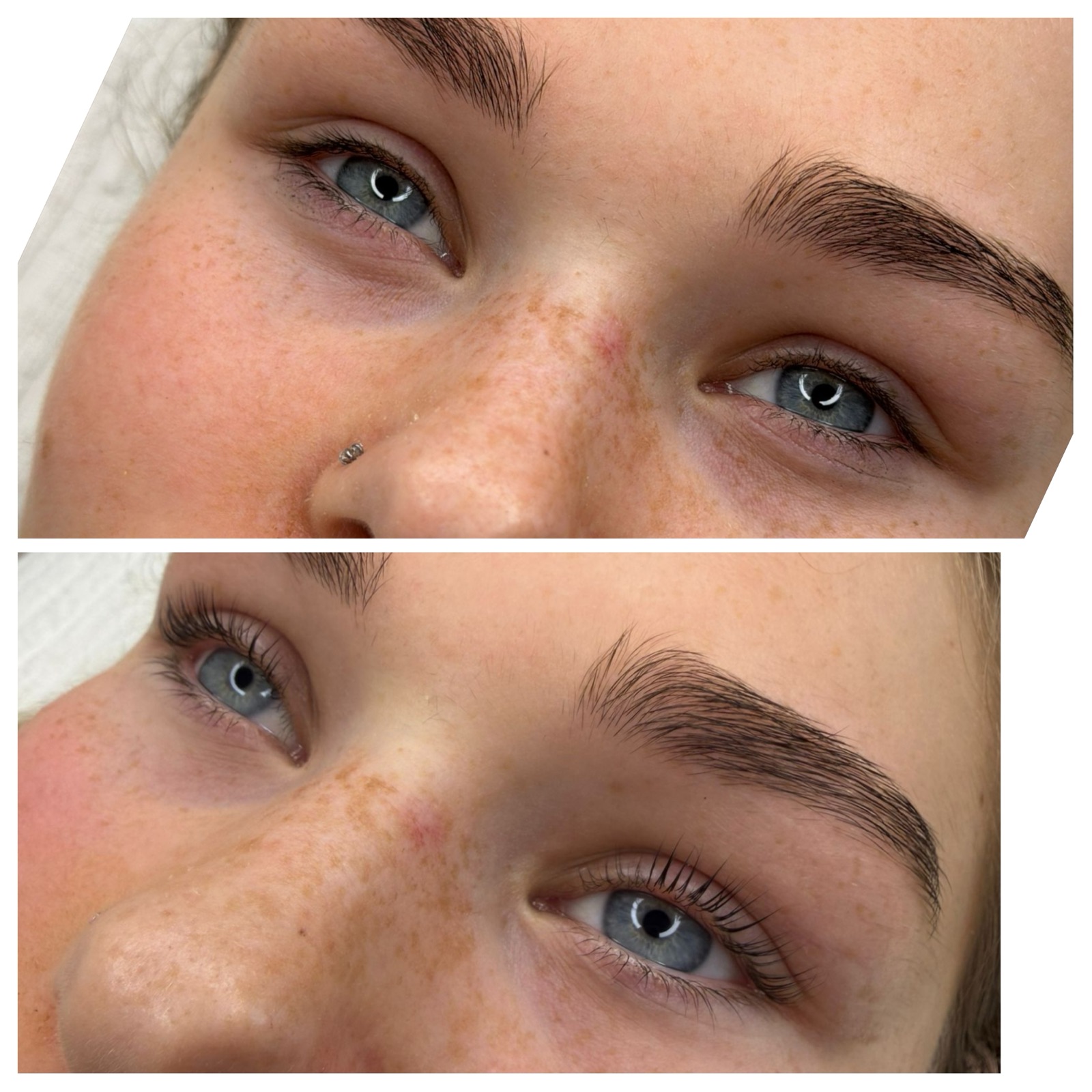 Brow lamination and lash lift before and after