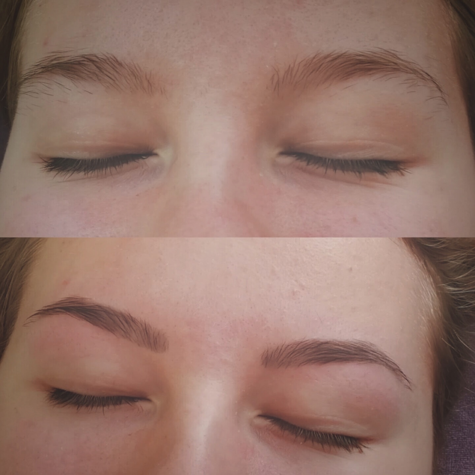 Brow lamination before and after